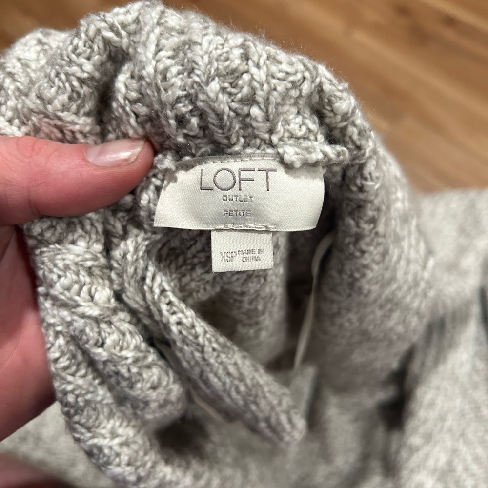 LOFT Gray Cardigan Sweater with Waterfall Front Size XSP - Picture 2 of 2